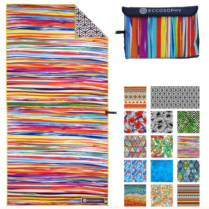 ECCOSOPHY Microfiber Beach Towel -Sand Free Towels are Quick Dry, Light Weight, Super Absorbent-Perfect Pool, Travel, Cruise, Camping Essentials-Oversized Extra Large for Adults (Key West) - Image 1